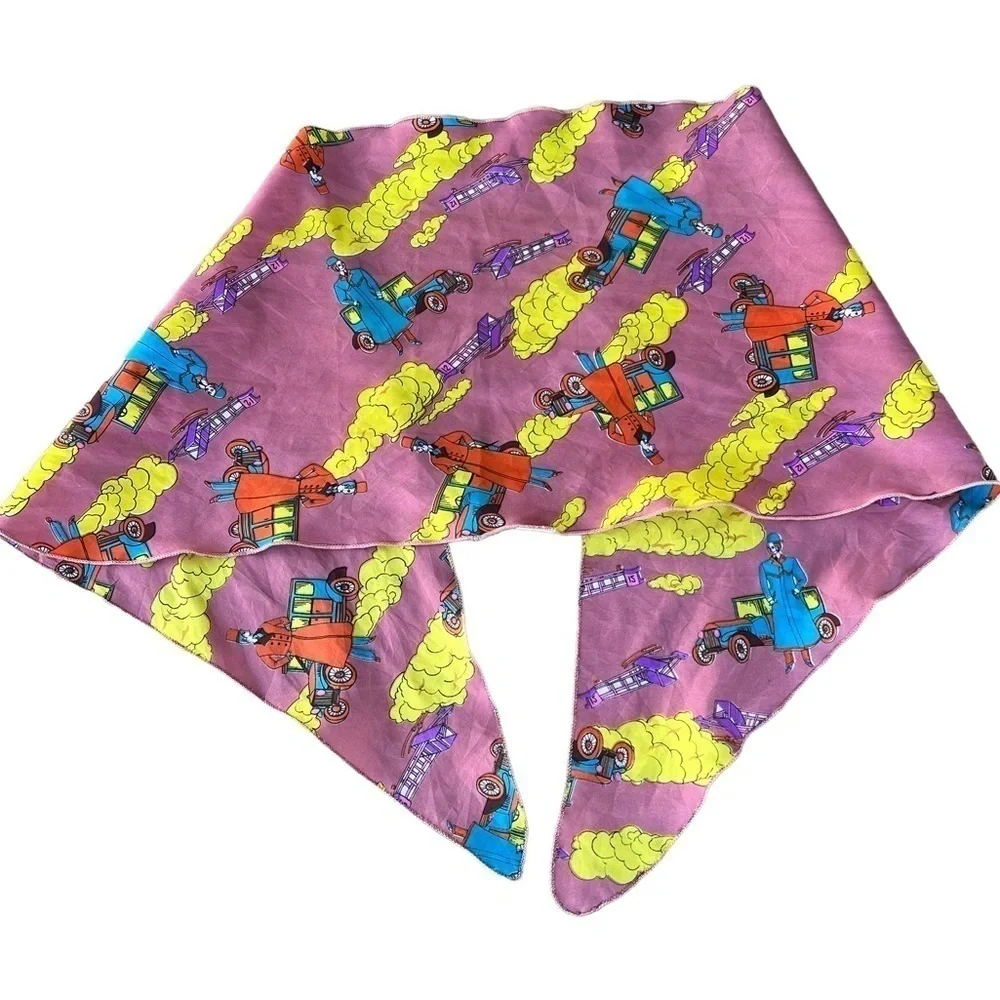 Vintage 70s Airplane Head Wrap Neck Scarf Head Scarf London Gentlemen Clouds USA